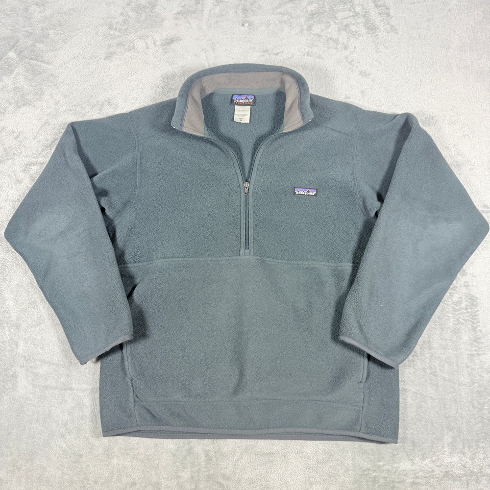 Patagonia Mens M Y2K Synchilla Fleece 1/4 Zip Pullover Blue Gray 25737 F8